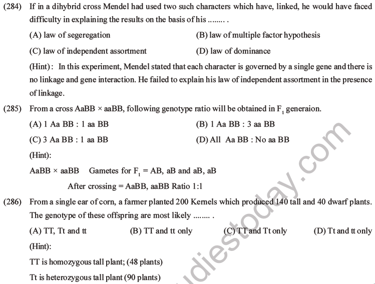 NEET Biology Heredity and Variation MCQs Set B-118