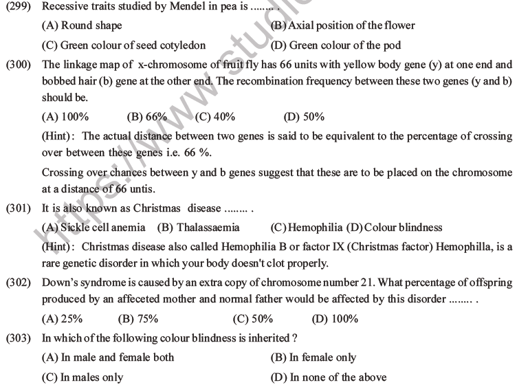 NEET Biology Heredity and Variation MCQs Set B-123