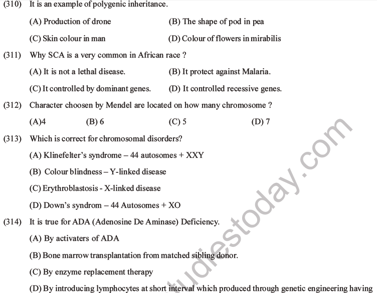 NEET Biology Heredity and Variation MCQs Set B-126