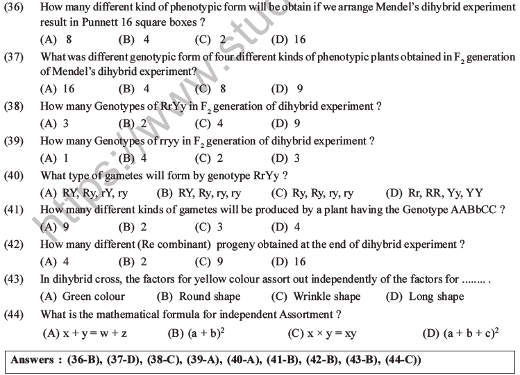 NEET Biology Heredity and Variation MCQs Set B-20