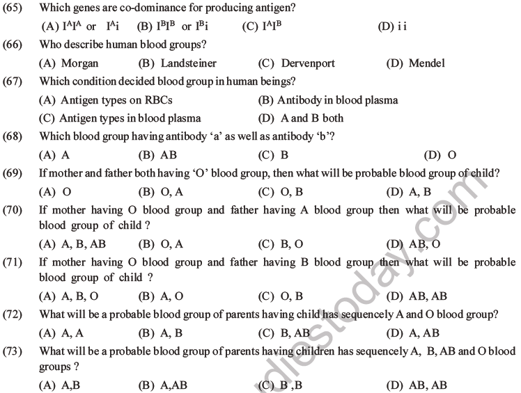 NEET Biology Heredity and Variation MCQs Set B-36