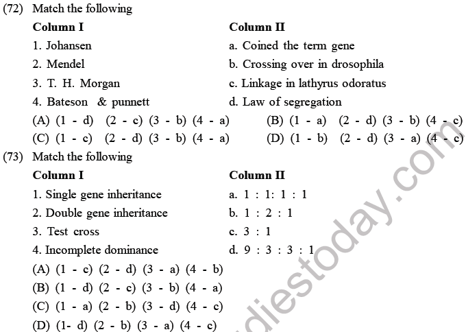 NEET Biology Heredity and Variation MCQs Set-1