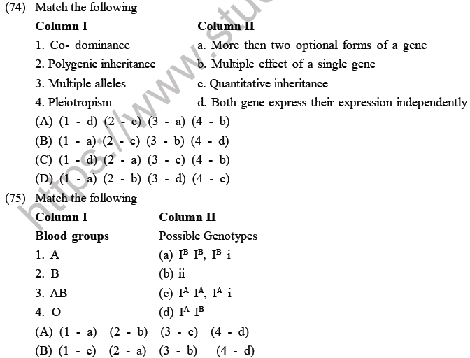 NEET Biology Heredity and Variation MCQs Set-2