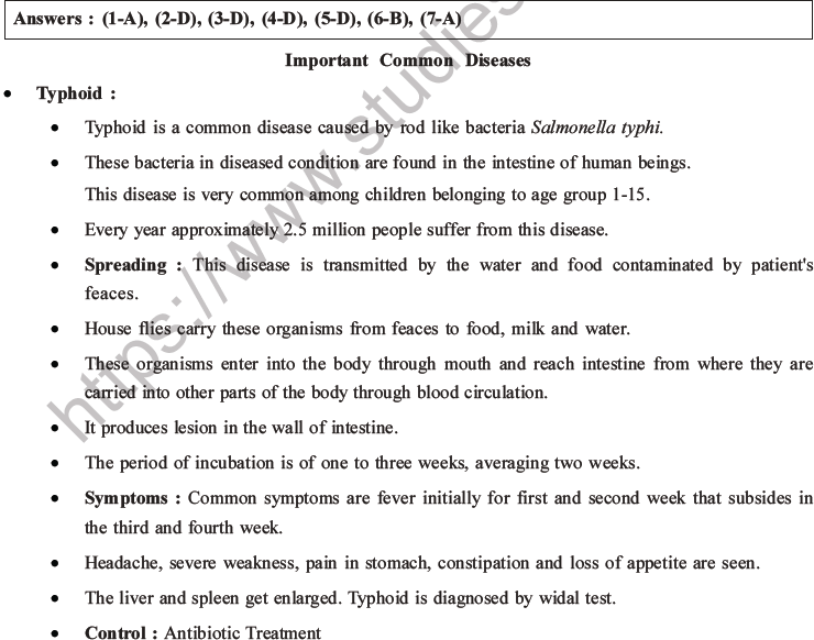 NEET Biology Human Health and Diseases MCQs Set B-1