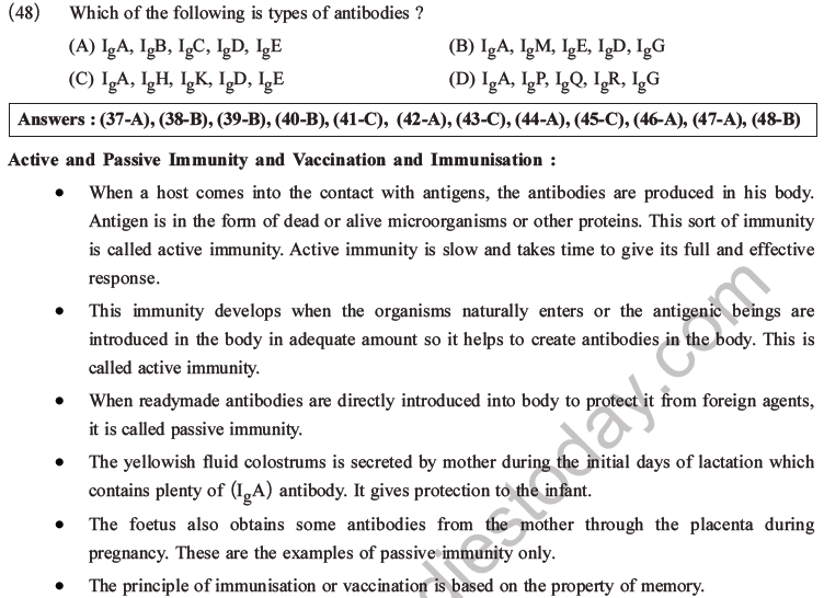 NEET Biology Human Health and Diseases MCQs Set B-16