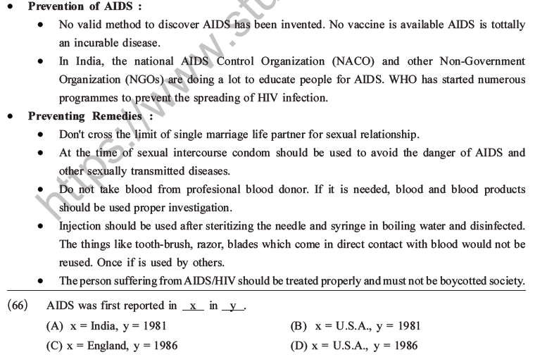 NEET Biology Human Health and Diseases MCQs Set B-23