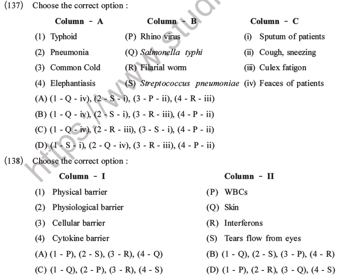 NEET Biology Human Health and Diseases MCQs Set B-43