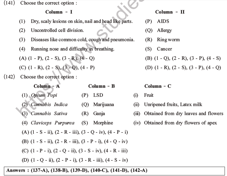 NEET Biology Human Health and Diseases MCQs Set B-45