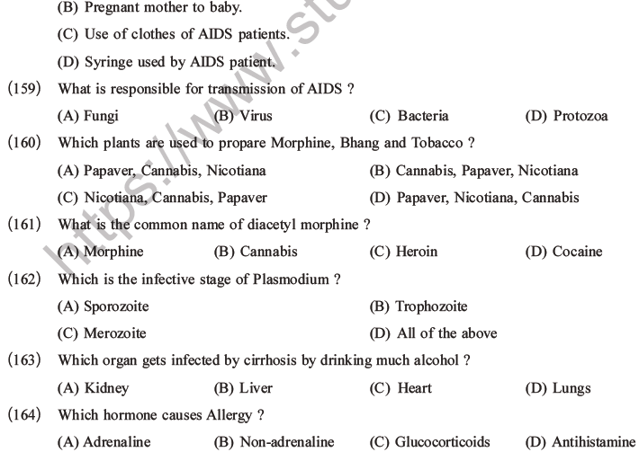 NEET Biology Human Health and Diseases MCQs Set B-49