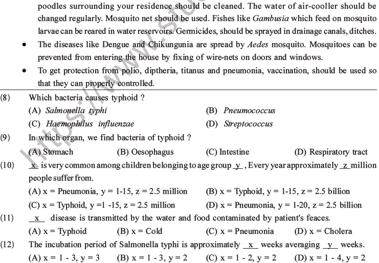 NEET Biology Human Health and Diseases MCQs Set B-7