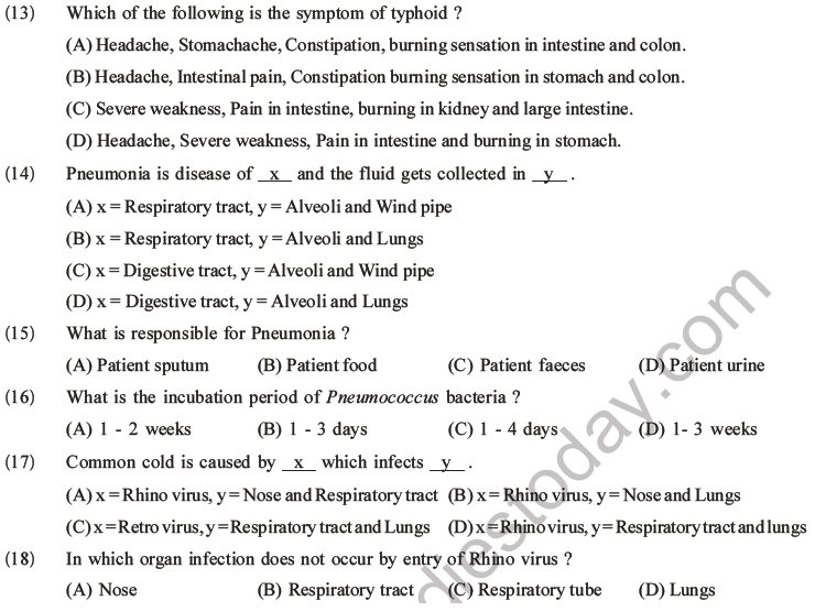 NEET Biology Human Health and Diseases MCQs Set B-8