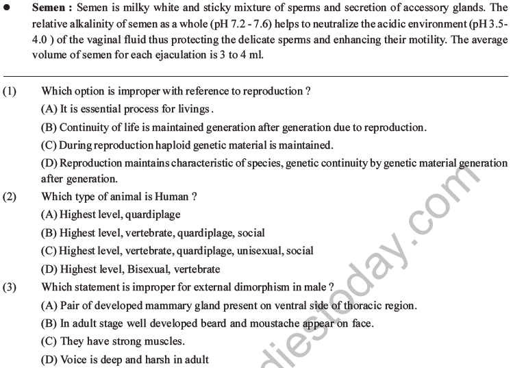 NEET Biology Human Reproduction MCQs Set A-6