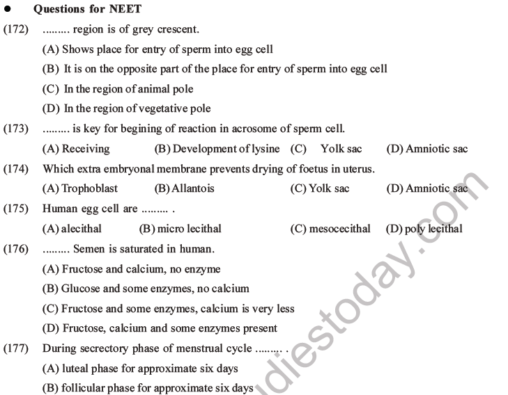 NEET Biology Human Reproduction MCQs Set A-65