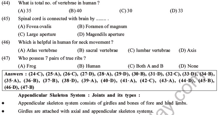 NEET Biology Locomotion and Movement MCQs Set A-10