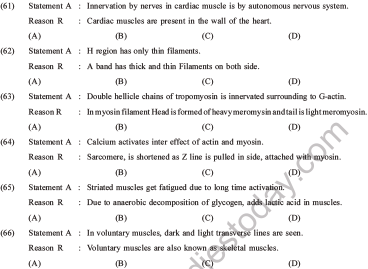 NEET Biology Locomotion and Movement MCQs Set A-15