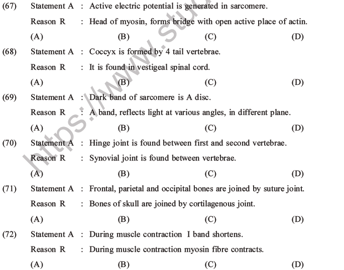 NEET Biology Locomotion and Movement MCQs Set A-16