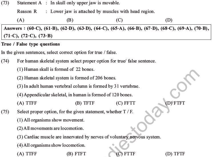 NEET Biology Locomotion and Movement MCQs Set A-17