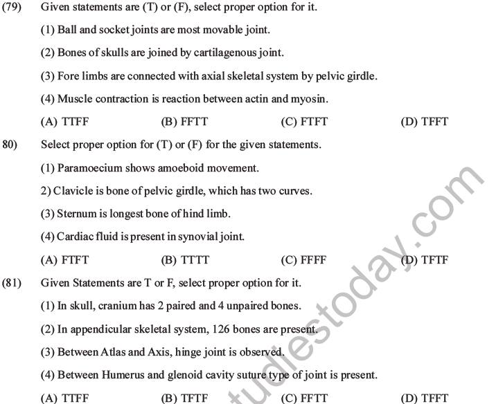 NEET Biology Locomotion and Movement MCQs Set A-19