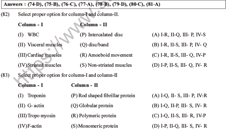 NEET Biology Locomotion and Movement MCQs Set A-20