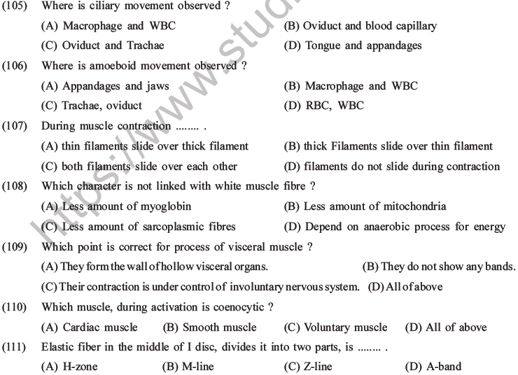 NEET Biology Locomotion and Movement MCQs Set A-26