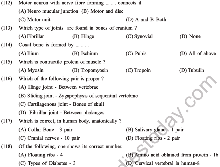 NEET Biology Locomotion and Movement MCQs Set A-27