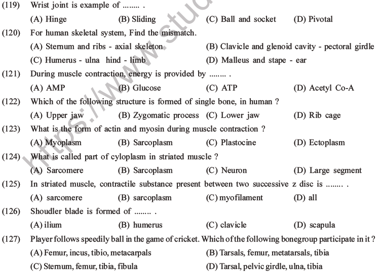 NEET Biology Locomotion and Movement MCQs Set A-28