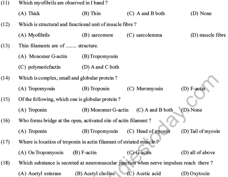 NEET Biology Locomotion and Movement MCQs Set A-3