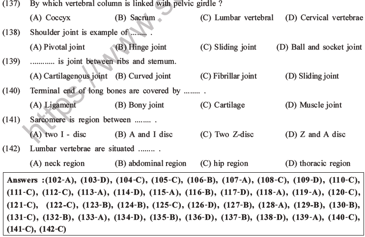 NEET Biology Locomotion and Movement MCQs Set A-30