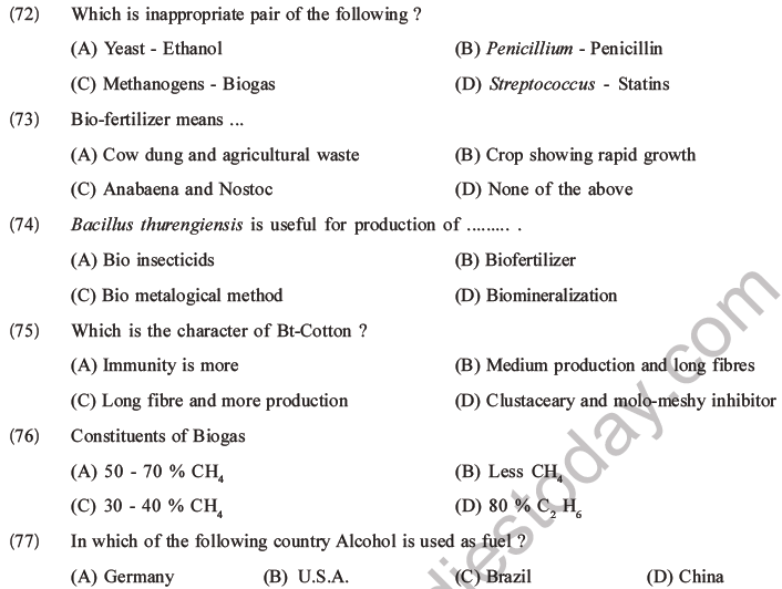 NEET Biology Microbes in Human Welfare MCQs Set A-15