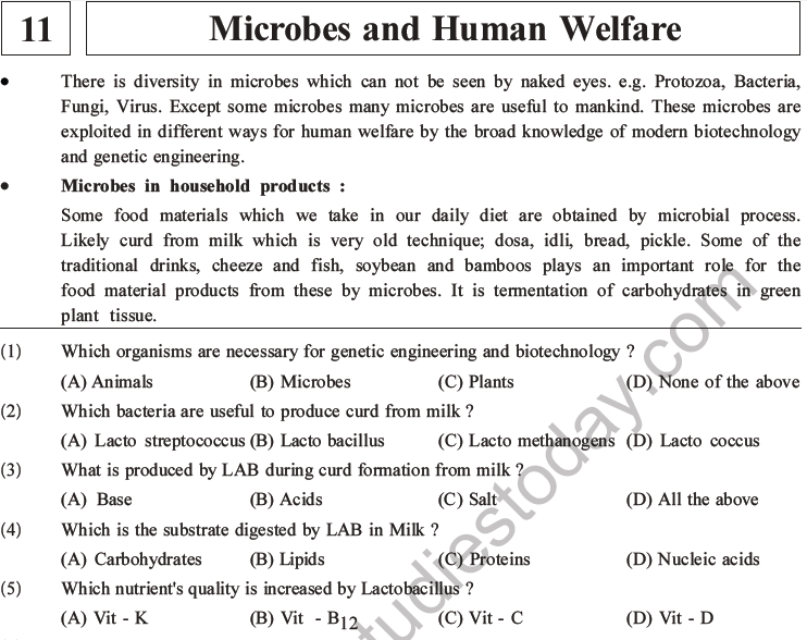 NEET Biology Microbes in Human Welfare MCQs Set A