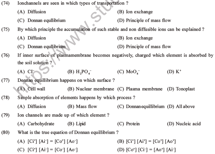 NEET Biology Mineral Nutrition MCQs Set A-18