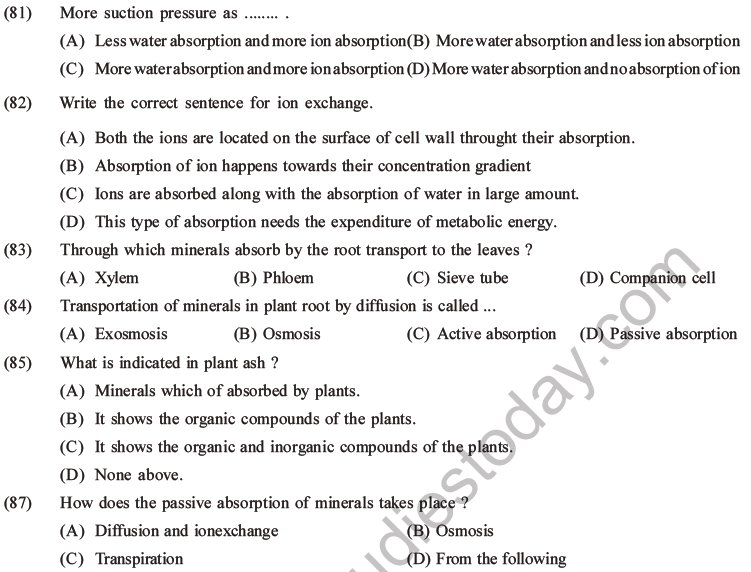 NEET Biology Mineral Nutrition MCQs Set A-19