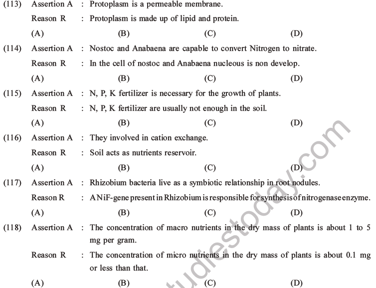 NEET Biology Mineral Nutrition MCQs Set A-31