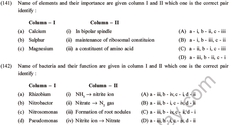 NEET Biology Mineral Nutrition MCQs Set A-40