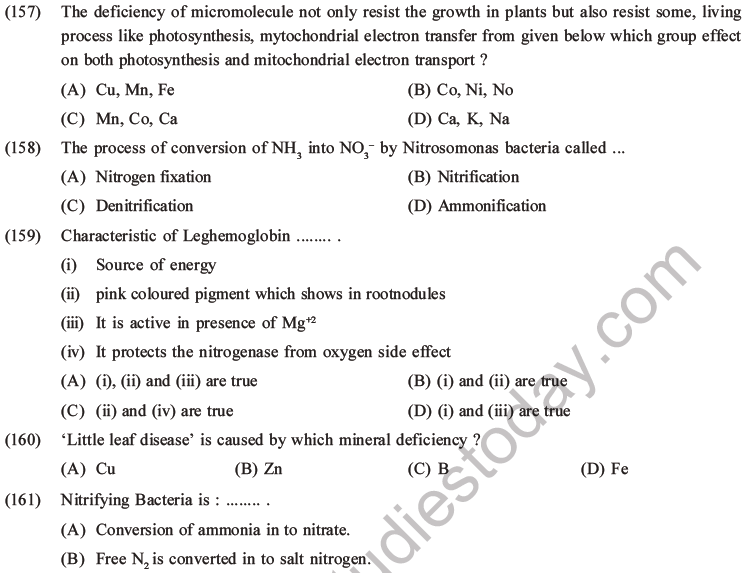 NEET Biology Mineral Nutrition MCQs Set A-45