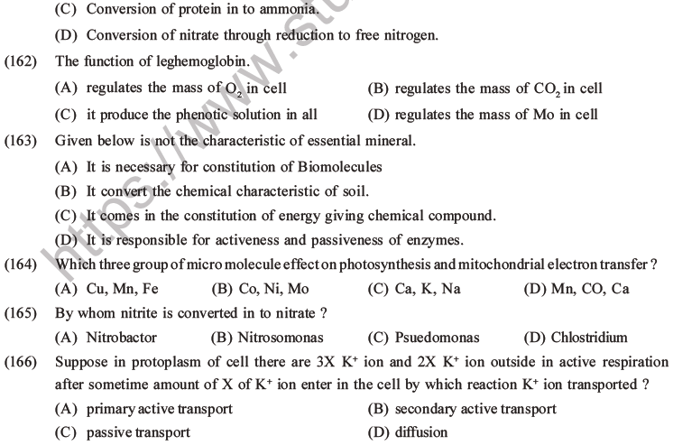 NEET Biology Mineral Nutrition MCQs Set A-46