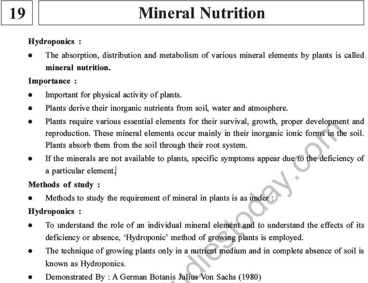 NEET Biology Mineral Nutrition MCQs Set A