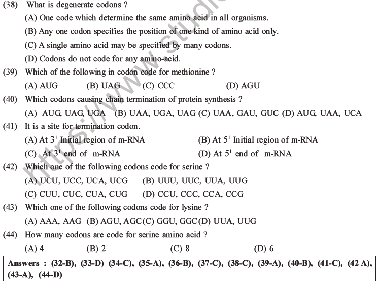 NEET Biology Molecular Basis of Inheritance MCQs Set A-17
