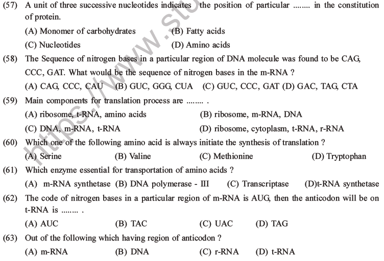 NEET Biology Molecular Basis of Inheritance MCQs Set A-25