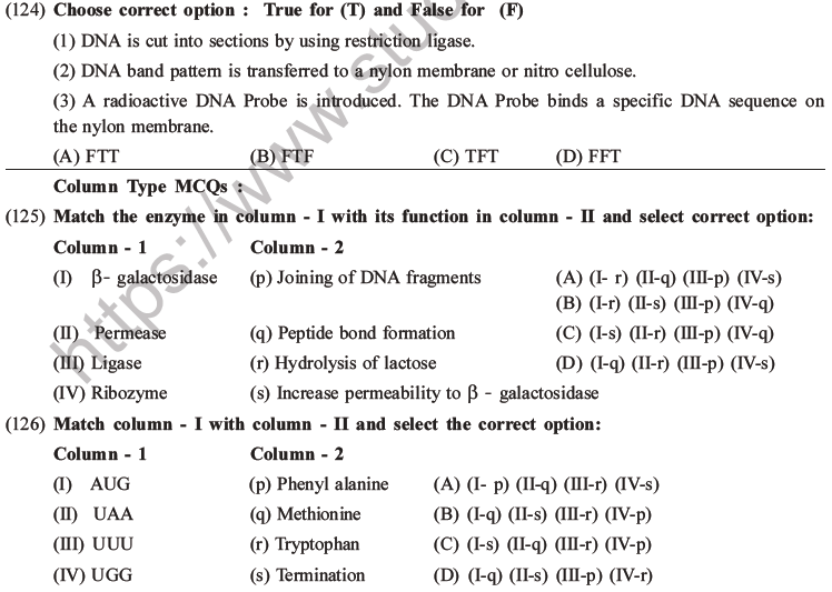 NEET Biology Molecular Basis of Inheritance MCQs Set A-52