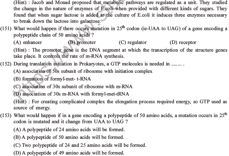 NEET Biology Molecular Basis of Inheritance MCQs Set A-63
