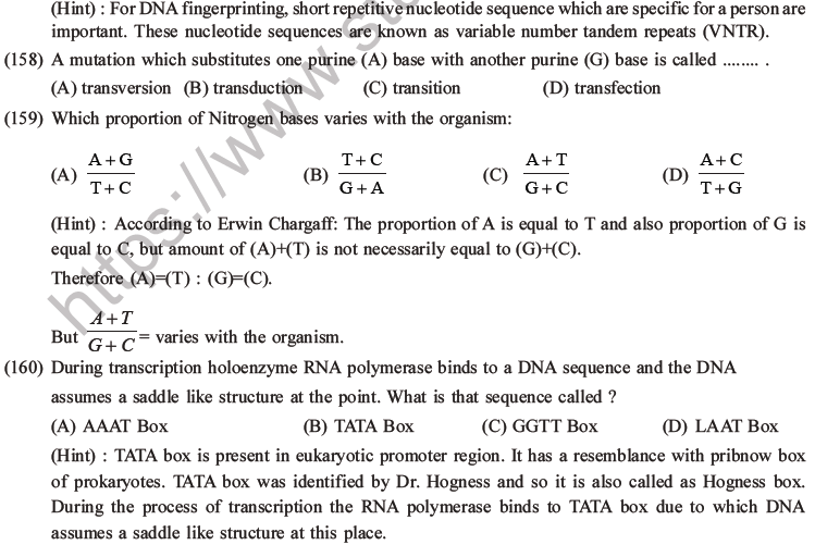NEET Biology Molecular Basis of Inheritance MCQs Set A-65