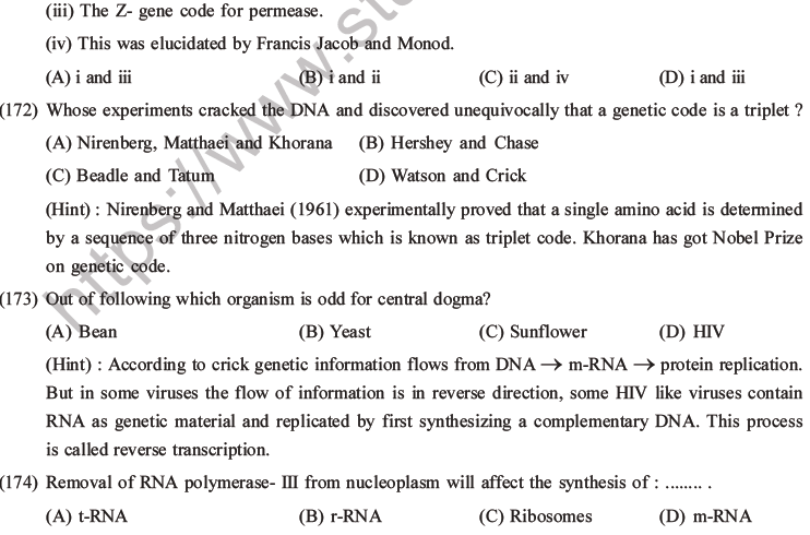 NEET Biology Molecular Basis of Inheritance MCQs Set A-69