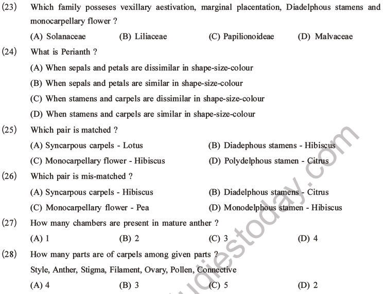 NEET Biology Morphology of Plants MCQs Set B-7