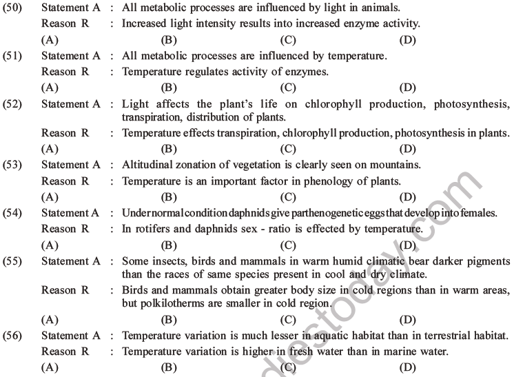  NEET Biology Organism and Population MCQs Set A-25