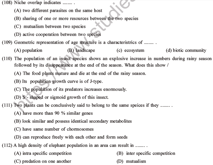 NEET Biology Organism and Population MCQs Set A-42