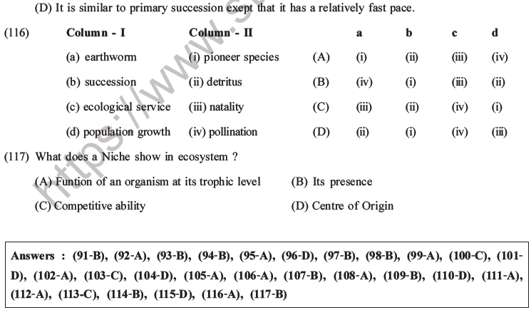 NEET Biology Organism and Population MCQs Set A-44