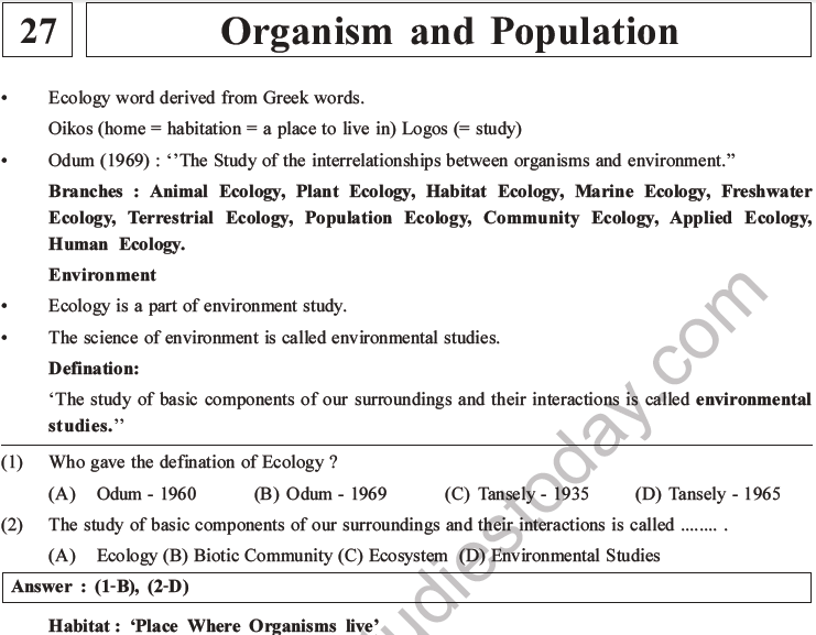 NEET Biology Organism and Population MCQs Set A
