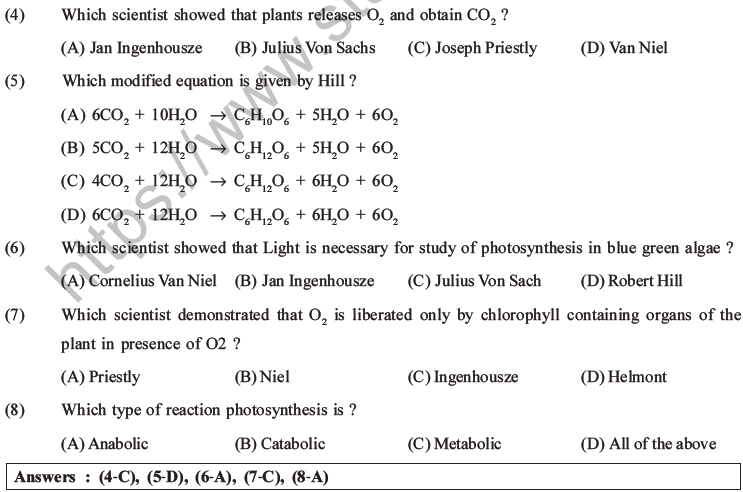 NEET Biology Photosynthesis MCQs Set A-2