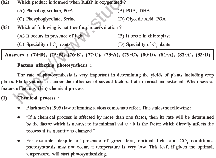 NEET Biology Photosynthesis MCQs Set A-35